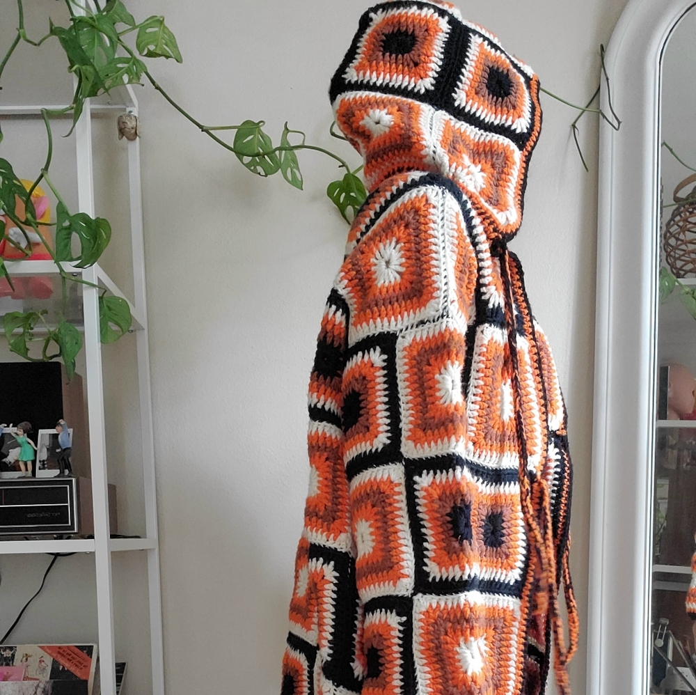 Vintage Handmade Granny Square Crochet  Sweater - Picture 7 of 15